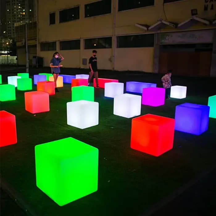 Tabouret Cube Shoous LED Rechargeable, Chaise Étanche, Décoration d'Activité de ixen Plein Air, Bar 