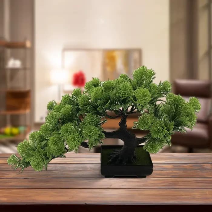 Simulation d'arbre de pin bonsaï artificiel, plantes en pot, arbre d'exposition de bureau pour bibli