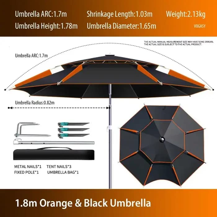 Parasol de plage 2.0-2.4M, utilisation en Camping en plein air, Direction de réglage détachable, par