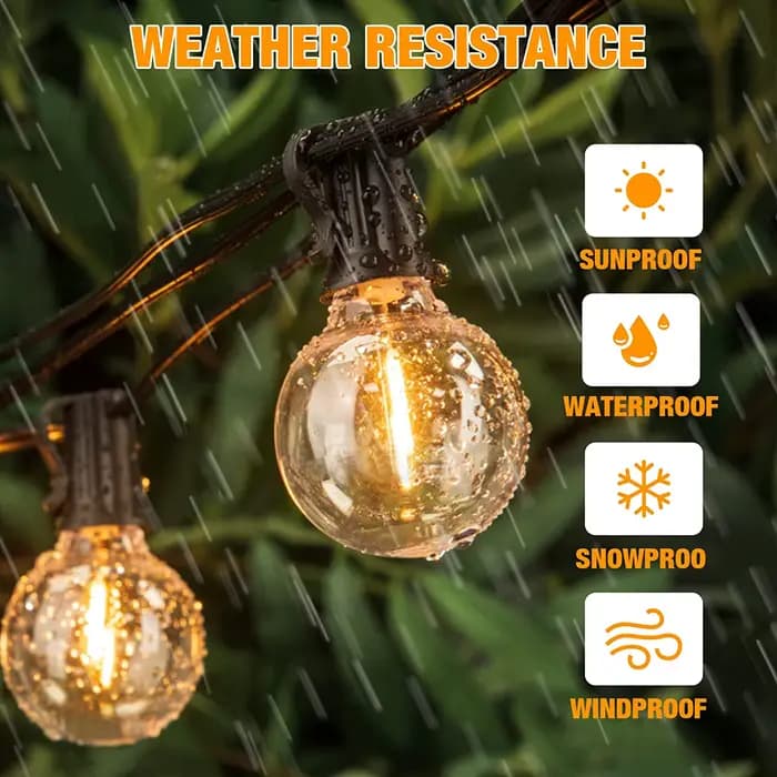 Guirlande lumineuse Globe LED G40 pour l'extérieur, ampoules en plastique IP65 de 3M/9M/15M, guirlan