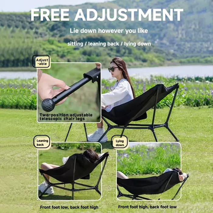 WESTTUNE Chaise longue pliante surdimensionnée Camping Chaise inclinable en alliage d'aluminium Lois