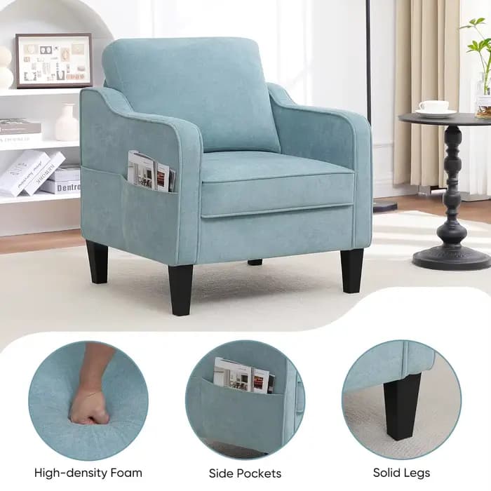 Fauteuil d'appoint pour salon, fauteuil de lecture moderne du milieu du siècle pour chambre à couche