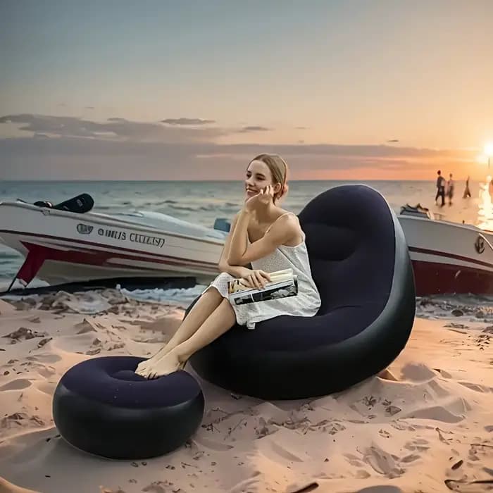 Pouf gonflable Simple pour loisirs, ensemble de canapé paresseux, siège moelleux pliable pour voyage