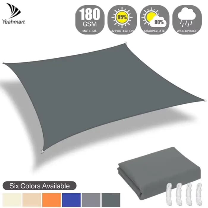 Voile solaire rectangulaire 4x2/3/5/6M, abri solaire étanche, Protection contre les intempéries, auv