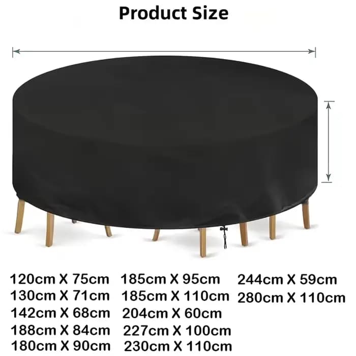 Housses de protection pour table et chaises de jardin rondes d'extérieur