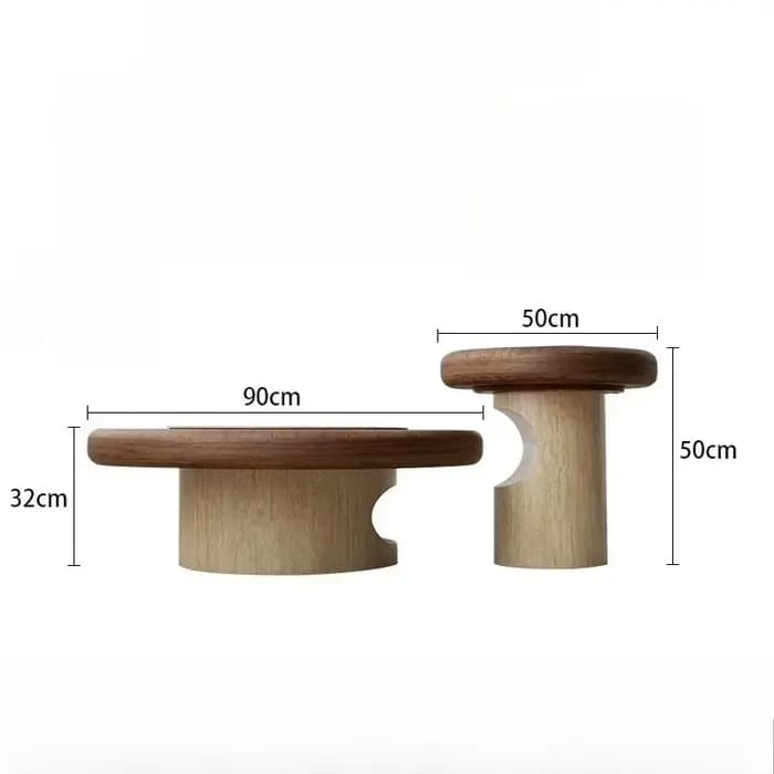 Table basse ronde en bois marron