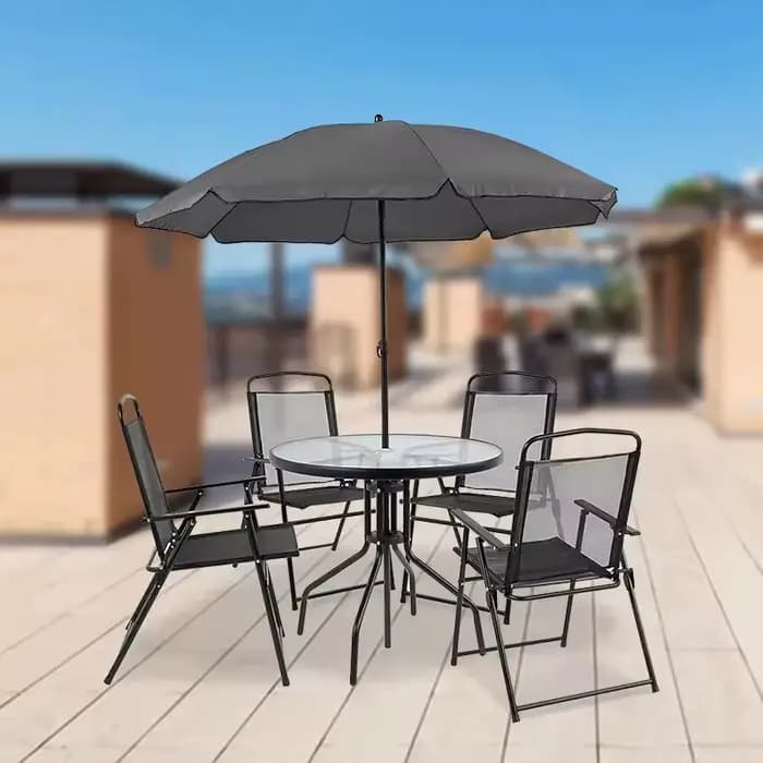 Ensemble de chaises de Table de Style européen et américain avec parapluie pliable pour salle à manger ou loisirs de plein air en hôtel dans plusieurs scénarios