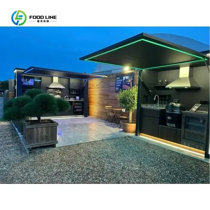 Meubles de cuisine d'extérieur modernes de luxe en acier inoxydable pour barbecue