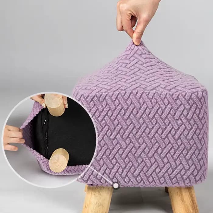 Housses de tabouret carrées en tricot épais et extensible