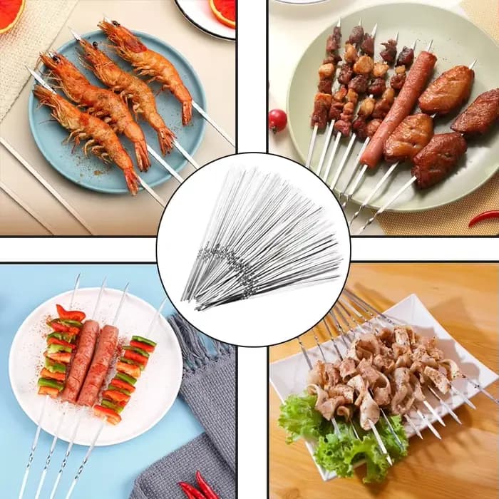 Brochettes de barbecue réutilisables en acier inoxydable