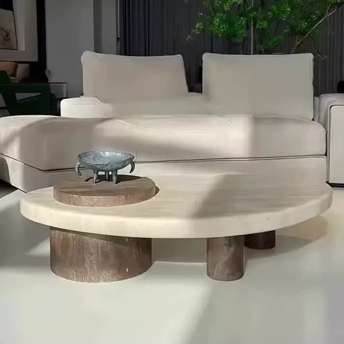 Table basse en marbre à couvercle rigide