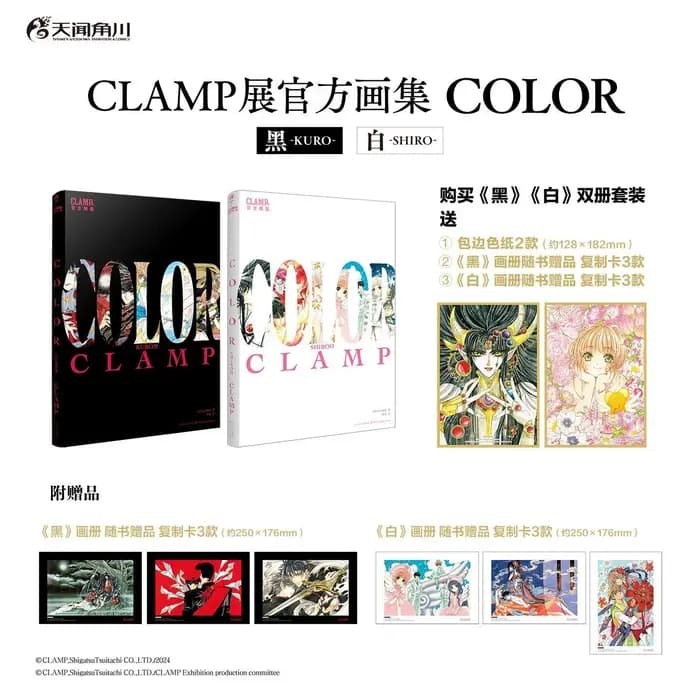 Livre d'art officiel de l'exposition CLAMP "COLOR" Noir et Blanc 2 volumes Illustrations en couleur Manga Chinois