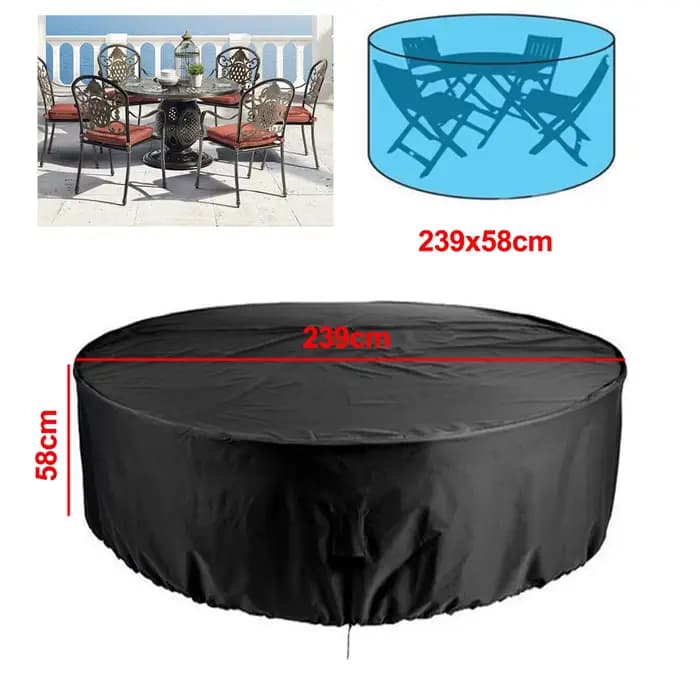 Différentes tailles extérieur jardin Patio grand rond étanche meubles protecteur Table chaise ensemble poussière