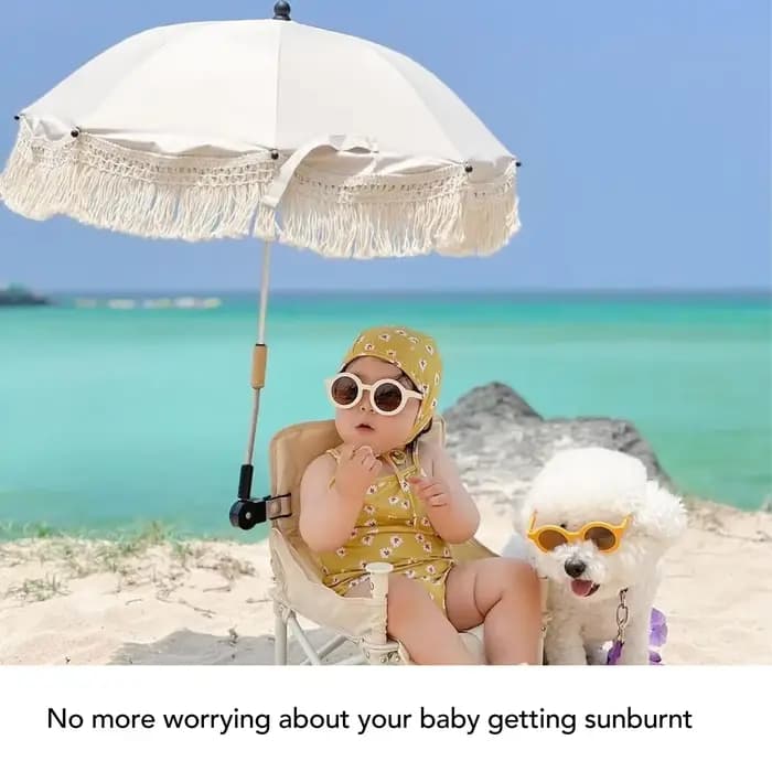 Parasol Beige à Franges Ultraviolets pour Bébé
