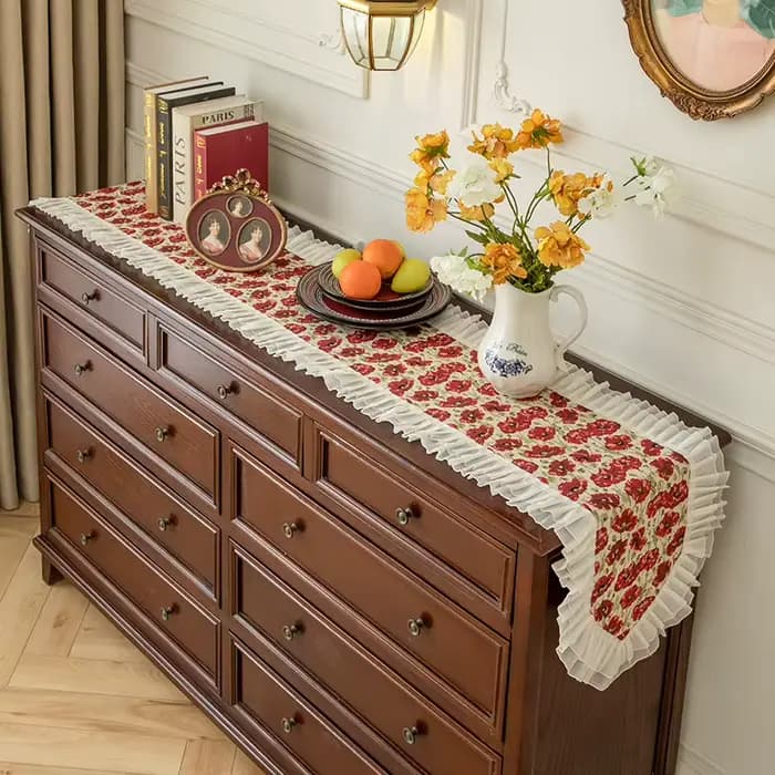 Chemin de Table en dentelle Jacquard français de luxe, longue nappe, couverture d'armoire, serviette pour la maison, cuisine, Table à manger, décor de fête de mariage