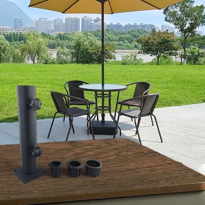 Pied de parasol d'extérieur avec manchons réducteurs pour anneau de 48-3832 mm