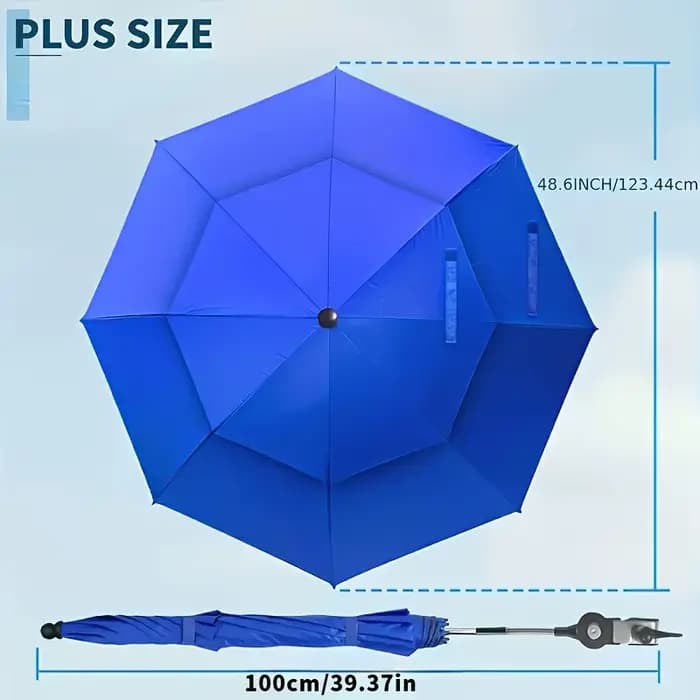 Parasol de plage anti-UV double couche – 360 ° Support rotatif universel en fer robuste pour chaise