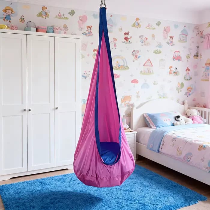 Fauteuil hamac robuste, balançoire portable intérieure/extérieure avec coussin gonflable et poche - Choix idéal pour le camping et le balcon