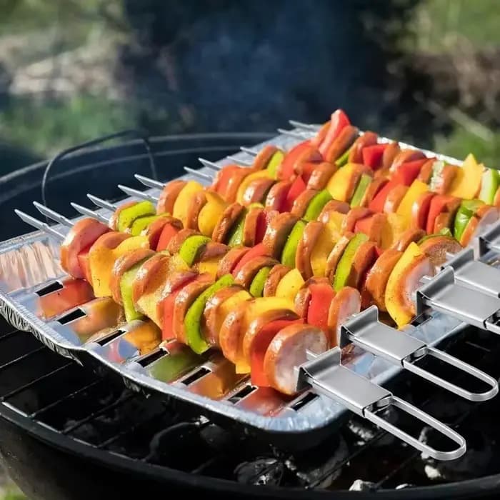 Brochettes de Barbecue à Double aiguille en acier inoxydable