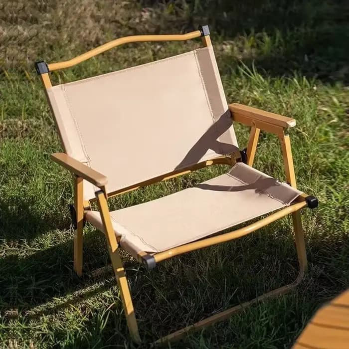 4/2/1 pièces-chaki chaise de Camping Portable en plein air en alliage d'aluminium Grain de bois pliant équipement