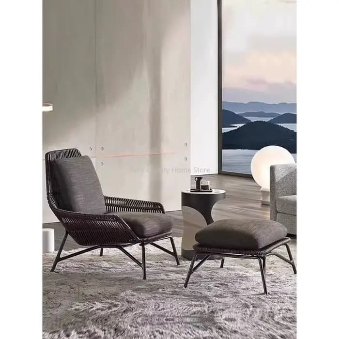 Chaise nordique en rotin pour balcon extérieur