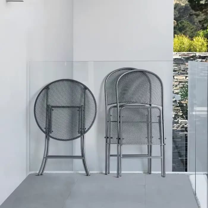 Ensemble table à manger et chaises de jardin en métal pliable