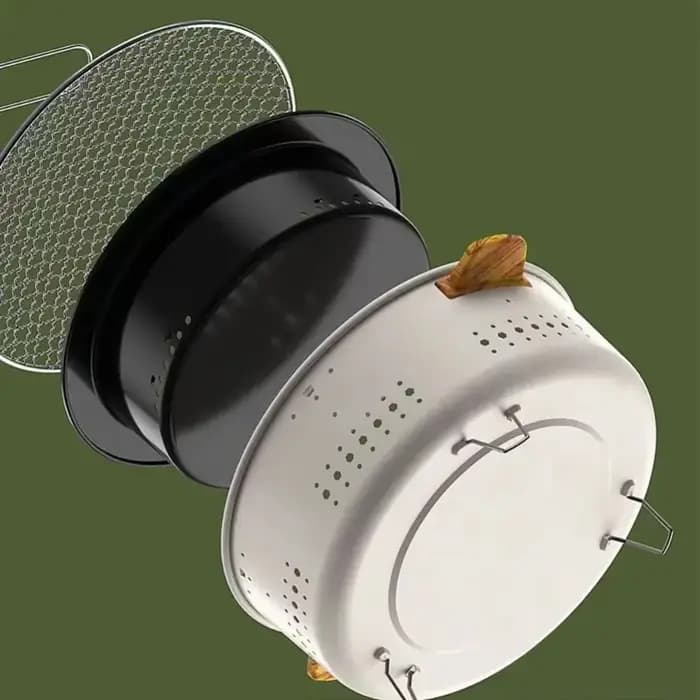 Barbecue portable coréen au charbon de bois, réchaud en acier inoxydable, barbecue rond antiadhésif pour le camping en plein air