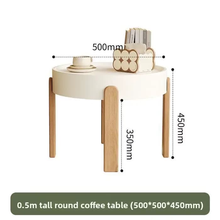 Petite table basse ronde avec plateau de couleur crème
