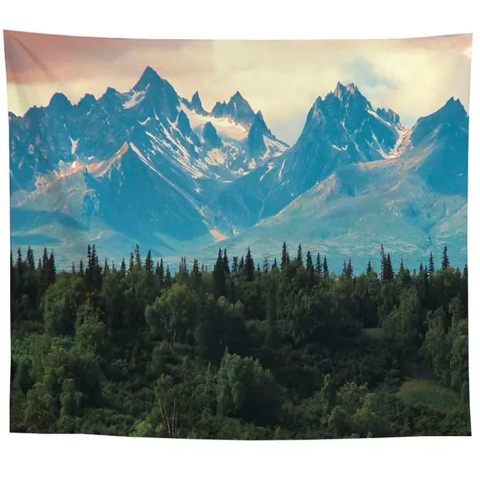 Tapisserie murale psychédélique, nature, montagne, mer, 550 brouillard, forêt, paysage imprimé, salon, chambre à coucher, décoration d'intérieur