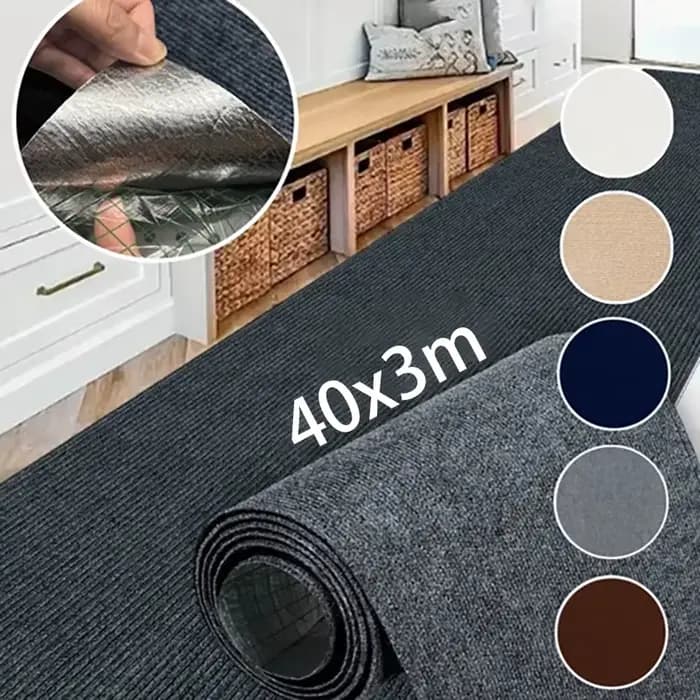 Tapis de cuisine et de chambre à coucher, 40 cm x 3 m, absorbant, auto-adhésif, adapté à la décoration de la salle de bain, de la salle à manger et du salon, couleur unie.