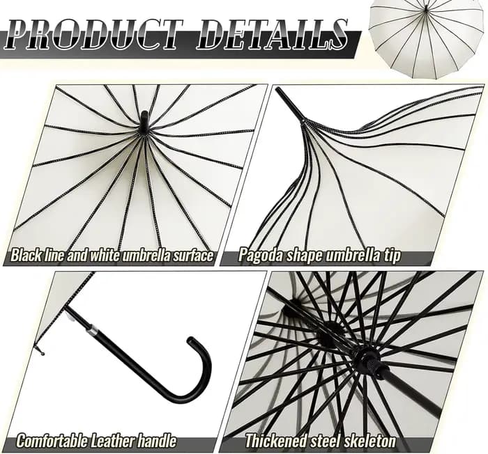 Parasol gothique pagode de 36 pouces pour la protection solaire