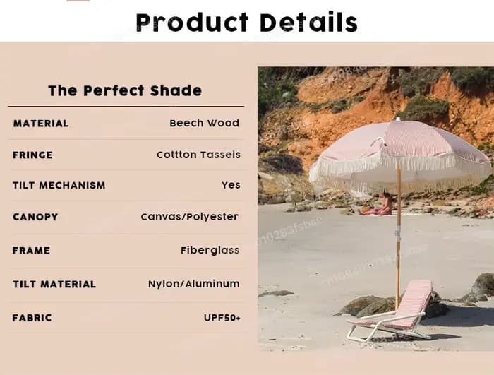 Parasol de patio portable pliable de 2 m
