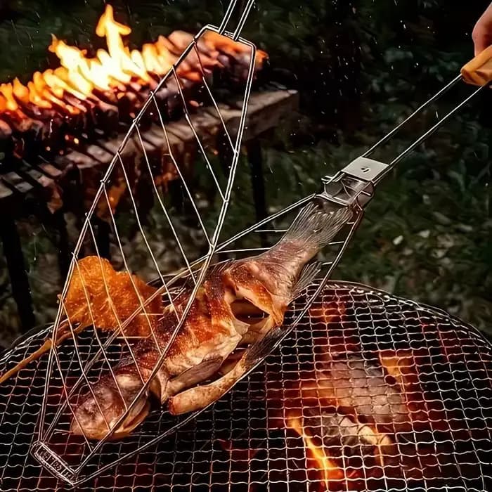 Pince à barbecue avec manche en bois