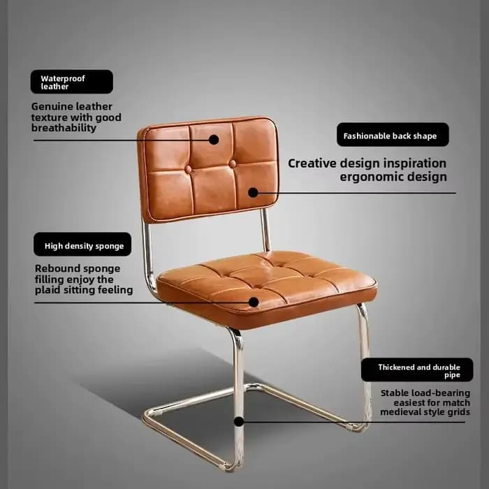 Français rétro confortable dossier salle à manger chaise café doux