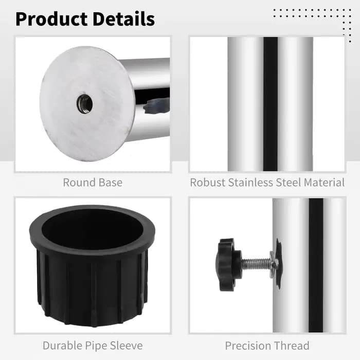 Tube de support de parapluie en acier inoxydable