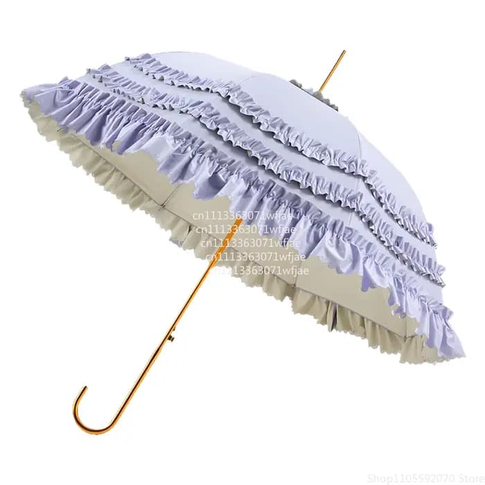 Parasol droit à 8 baleines multi-couches à volants