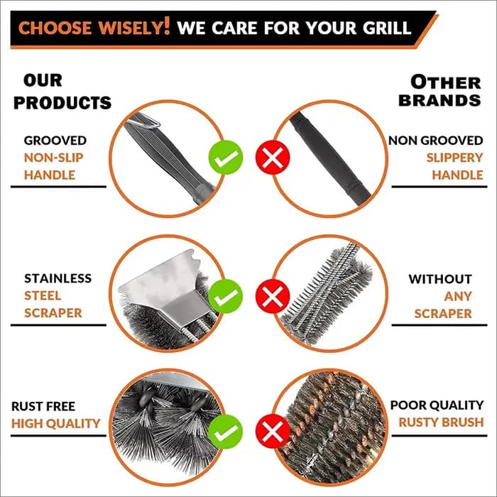 Brosse de gril sûre sans poils