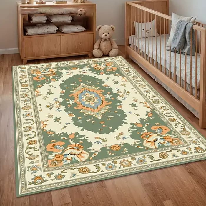 Tapis Bohème Vintage Turquoise, Grand Tapis Oriental pour Salon, Tapis de Sol Élégant pour Chambre et Salon, Décoration