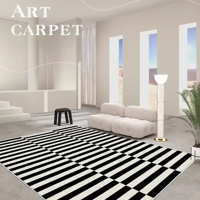 Tapis de salon Vintage français, décoration de mode, canapé de maison, antidérapant, lavable, grands tapis de chambre à coucher, Design rayé, tapis de pied doux