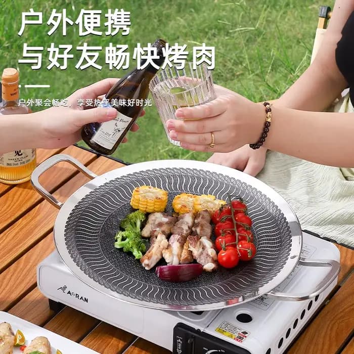Naturehike – poêle à gril ronde antiadhésive en acier inoxydable, plaque de Barbecue, voyage Camping, poêle à frire, plateau de cuisson pour Barbecue