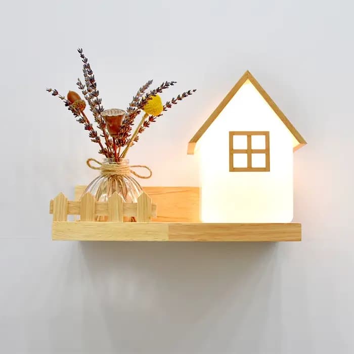 Lampe en bois moderne mur LED lampes personnalité nordique créatif vert Pot de plante décor à la maison salon allée Loft luminaires
