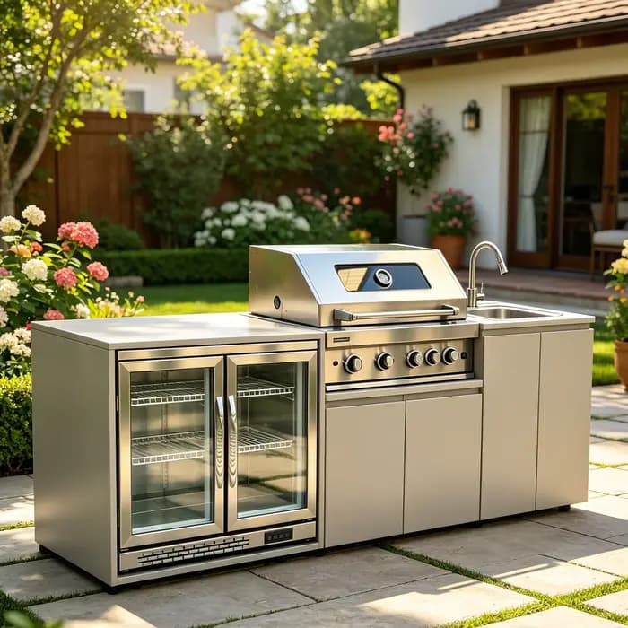 Cuisine extérieure professionnelle en acier inoxydable pour jardin et patio