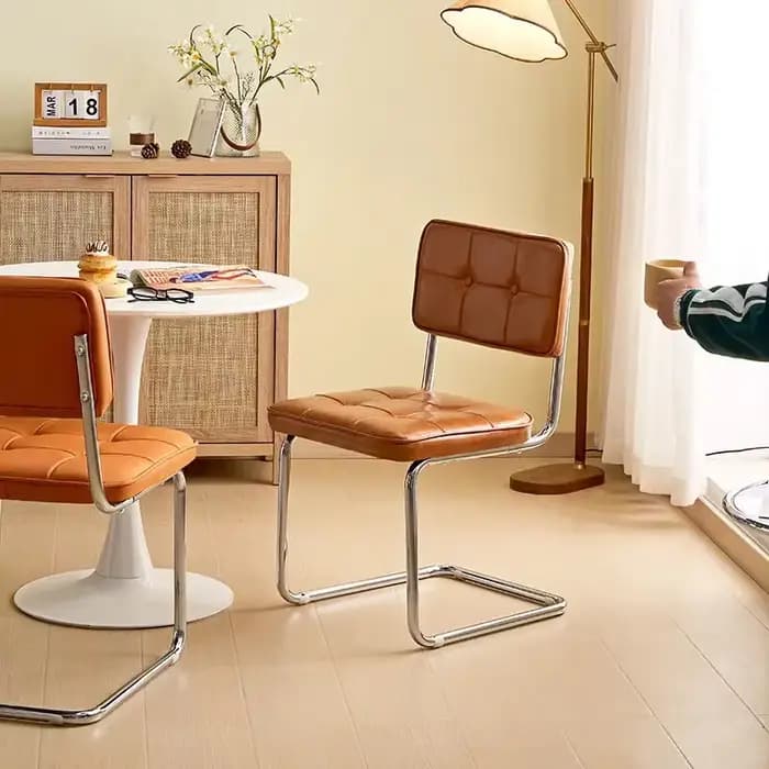 Français rétro confortable dossier salle à manger chaise café doux