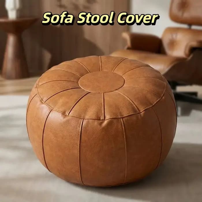 Housse de coussin de siège ronde en similicuir