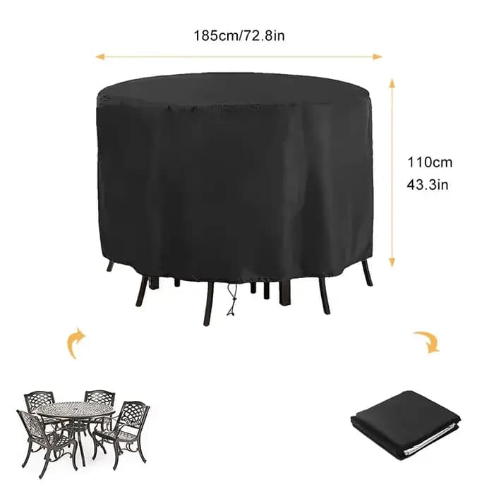 Housse de Table ronde pour meubles de jardin en tissu Oxford