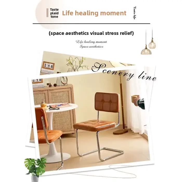 Français rétro confortable dossier salle à manger chaise café doux