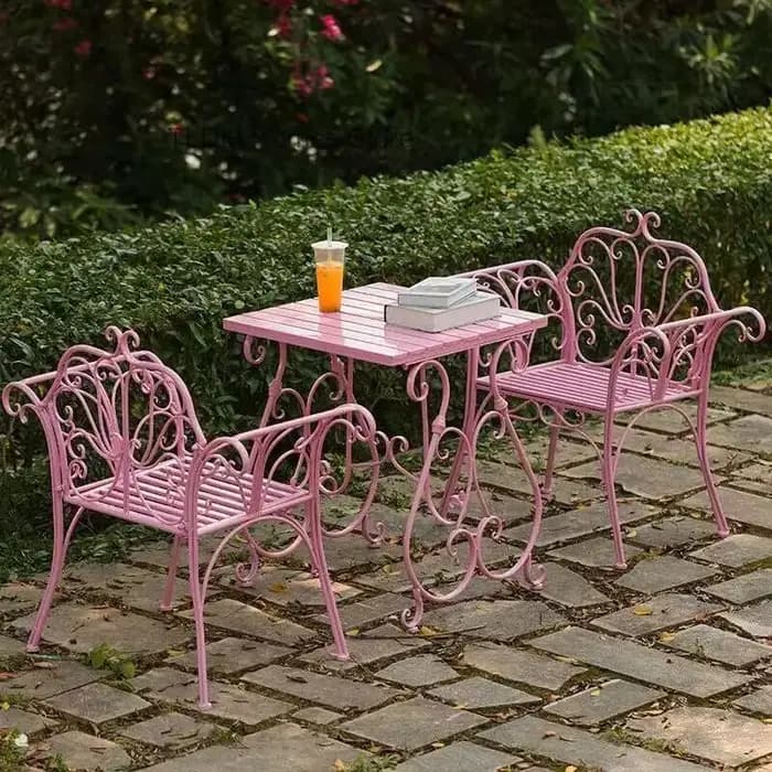Combinaison de Table et chaise de cour européenne en fer forgé