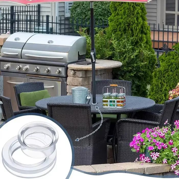Protection d'anneau de table en silicone transparent pour parasol de patio avec capuchon