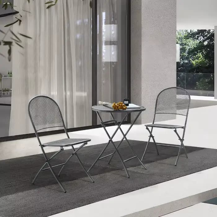 Ensemble table à manger et chaises de jardin en métal pliable