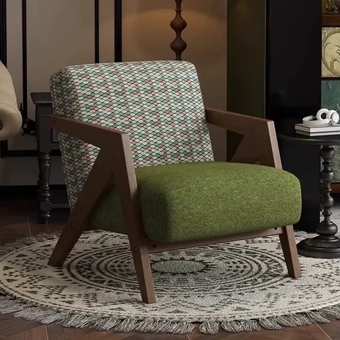 Fauteuil individuel de salon de style médiéval avec coussin en éponge haute densité